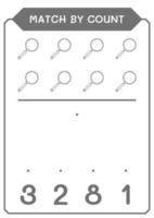 match au compte de la loupe, jeu pour enfants. illustration vectorielle, feuille de calcul imprimable vecteur