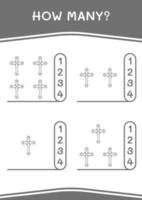 combien de croix chrétienne, jeu pour enfants. illustration vectorielle, feuille de calcul imprimable vecteur