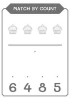 match par nombre de cupcake, jeu pour enfants. illustration vectorielle, feuille de calcul imprimable vecteur