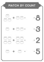 match par compte de chaudron, jeu pour enfants. illustration vectorielle, feuille de calcul imprimable vecteur