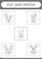 découper et assortir des parties de lapin, jeu pour enfants. illustration vectorielle, feuille de calcul imprimable vecteur