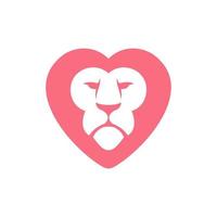 logo tête de coeur de lion vecteur