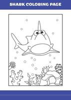 page de coloriage de requin pour les enfants. livre de coloriage de requin pour se détendre et méditer. vecteur