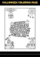 coloriage de citations d'halloween. coloriage d'halloween pour les enfants. vecteur