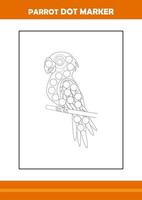livre de coloriage de marqueur de point de perroquet. conception d'art en ligne pour la page de coloriage imprimable pour les enfants. vecteur