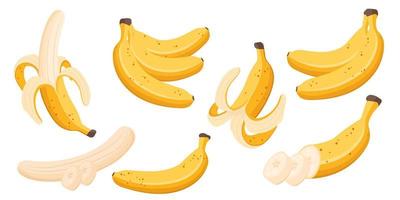 ensemble de collection d'objets de dessin animé de fruits banane vecteur