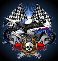 moto de sport blanche et bleue vecteur