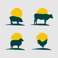 ensemble de création de logo d'animaux de ferme vecteur