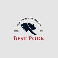 concept de logo de restaurant barbecue avec un vecteur premium de porc