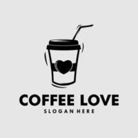modèle de conception de logo de café d'amour vecteur