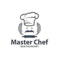 création de logo de restaurant de chef cuisinier vecteur