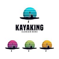 modèle de conception de logo de sport de kayak vecteur