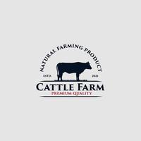 création de logo de qualité premium ferme bovine vecteur