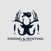 modèle de conception de logo de chasse et de pêche vecteur