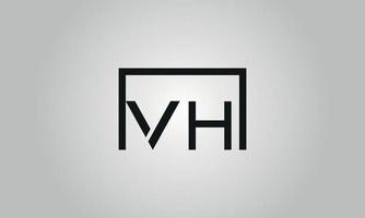 création de logo lettre vh. logo vh avec forme carrée dans le modèle vectoriel gratuit de couleurs noires.