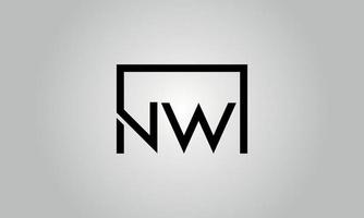 création de logo lettre nw. logo nw avec forme carrée dans le modèle de vecteur gratuit de vecteur de couleurs noires.