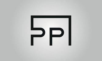 création de logo lettre pp. logo pp avec forme carrée dans le modèle vectoriel gratuit de couleurs noires.