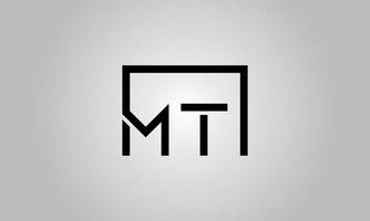 création de logo lettre mt. logo mt avec forme carrée dans le modèle vectoriel gratuit de couleurs noires.