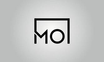 création de logo lettre mo. logo mo avec forme carrée dans le modèle de vecteur gratuit de vecteur de couleurs noires.