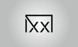 création de logo lettre xx. logo xx avec forme carrée dans le modèle vectoriel gratuit de couleurs noires.