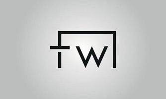 création de logo lettre tw. logo tw avec forme carrée dans le modèle vectoriel gratuit de couleurs noires.