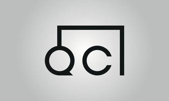 création de logo lettre qc. logo qc avec forme carrée dans le modèle vectoriel gratuit de couleurs noires.