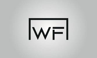 création de logo lettre wf. logo wf avec forme carrée dans le modèle vectoriel gratuit de couleurs noires.