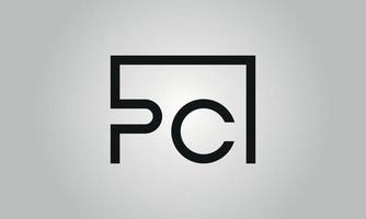 création de logo lettre pc. logo pc avec forme carrée dans le modèle vectoriel gratuit de couleurs noires.