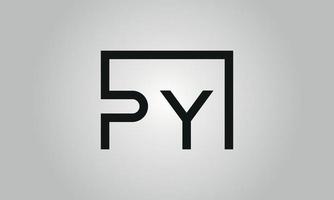 création de logo lettre py. logo py avec forme carrée dans le modèle vectoriel gratuit de couleurs noires.