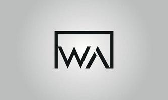 création de logo lettre wa. logo wa avec forme carrée dans le modèle de vecteur gratuit de vecteur de couleurs noires.