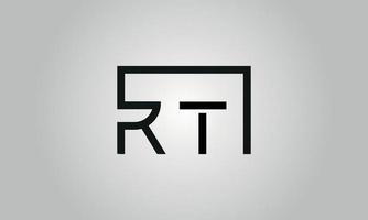 création de logo lettre rt. logo rt avec forme carrée dans le modèle de vecteur gratuit de vecteur de couleurs noires.