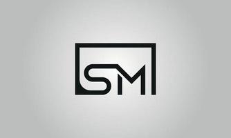 création de logo lettre sm. logo sm avec forme carrée dans le modèle vectoriel gratuit de couleurs noires.