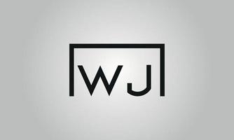 création de logo lettre wj. logo wj avec forme carrée dans le modèle vectoriel gratuit de couleurs noires.