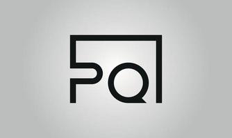 création de logo lettre pq. logo pq avec forme carrée dans le modèle vectoriel gratuit de couleurs noires.