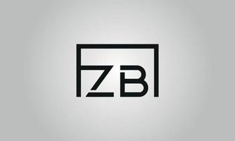 création de logo lettre zb. logo zb avec forme carrée dans le modèle vectoriel gratuit de couleurs noires.