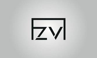 création de logo lettre zv. logo zv avec forme carrée dans le modèle vectoriel gratuit de couleurs noires.