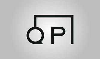 création de logo lettre qp. logo qp avec forme carrée dans le modèle vectoriel gratuit de couleurs noires.