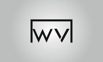 création de logo lettre wv. logo wv avec forme carrée dans le modèle vectoriel gratuit de couleurs noires.