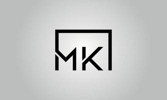 création de logo lettre mk. logo mk avec forme carrée dans le modèle vectoriel gratuit de couleurs noires.