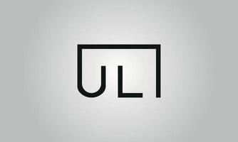 création de logo lettre ul. logo ul avec forme carrée dans le modèle vectoriel gratuit de couleurs noires.