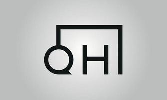 création de logo lettre qh. logo qh avec forme carrée dans le modèle vectoriel gratuit de couleurs noires.