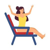 femme en bikini sur une chaise vecteur