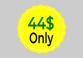 signe de coupon dollar seulement ou étiquette ou bon de réduction étiquette d'économie d'argent, illustration vectorielle de timbre avec une police fantastique sur fond jaune vecteur