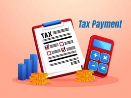 concept de paiement d'impôt avec documents papier et calculatrice vecteur