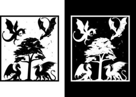 vecteur de dragon, fichier de coupe de dragons, silhouette, tête de dragons, animal, silhouette de dragon, maison, imprimable