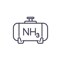 ammoniac, icône de ligne de réservoir de gaz nh3