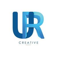 modèle de logo de conception de lettre 3d ur pour les entreprises et l'identité d'entreprise vecteur