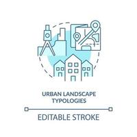 icône de concept de typologies de paysage urbain turquoise. biodiversité dans l'urbanisme vert idée abstraite illustration en ligne mince. dessin de contour isolé. trait modifiable. vecteur