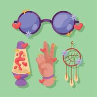 quatre icônes de la culture hippie vecteur