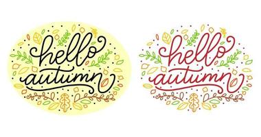 bonjour automne lettrage phrases couleur illustration vectorielle vecteur